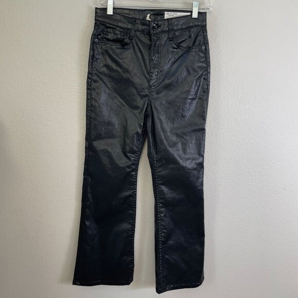 rag & bone Womens 27 Casey High Rise Ankle Flare Jeans Coated Black - Picture 2 of 12